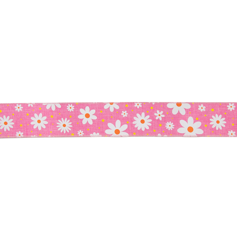 Pink and White Floral Spring Easter Wired Craft Ribbon 2.5" x 10 Yards