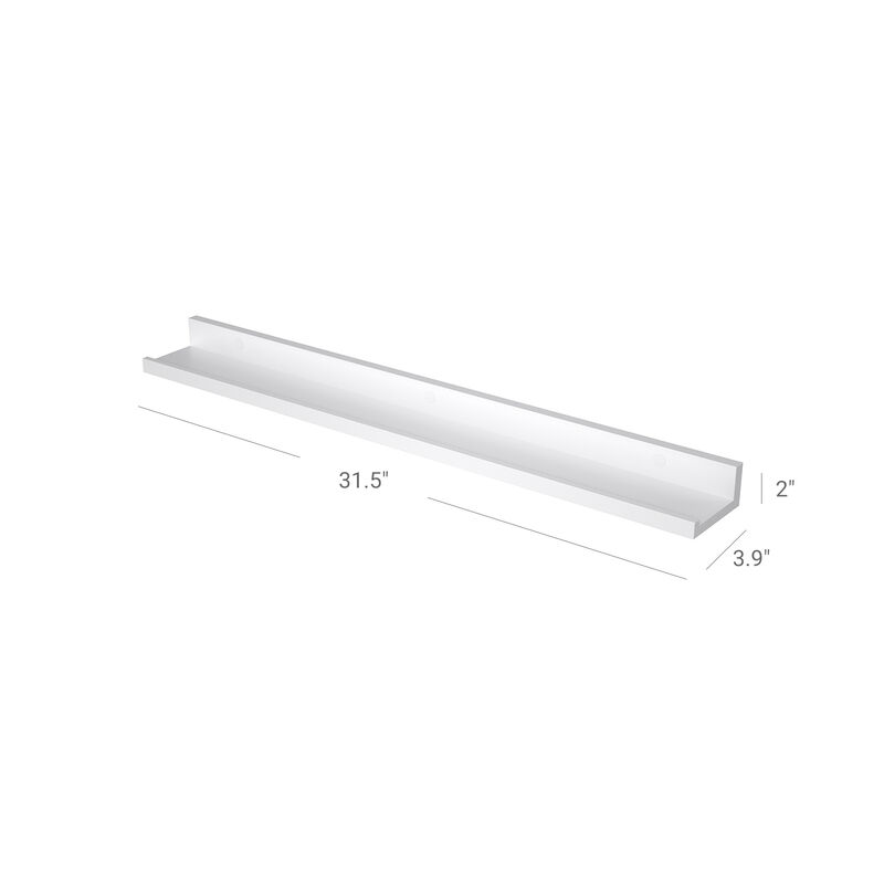 White Floating Shelves with Front Edge - Set of 2 for Living Room, Kitchen, Bathroom