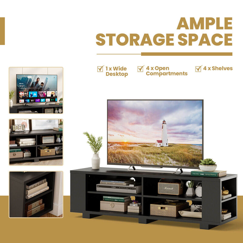 59 Inch Console Storage Entertainment Media Wood TV Stand