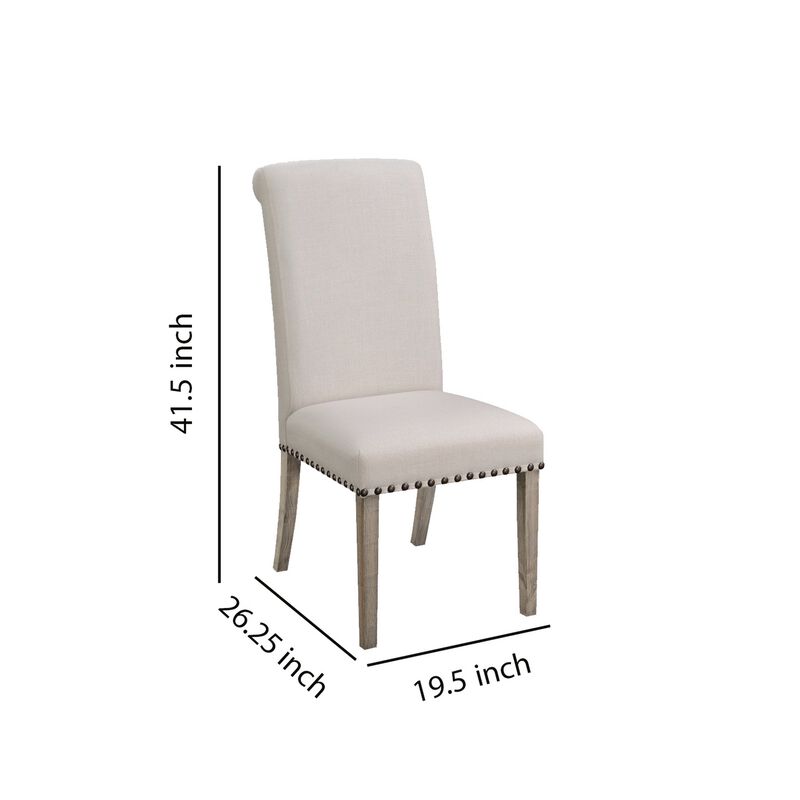 Rolled Back Parson Dining Chair, Beige, Set of 2-Benzara