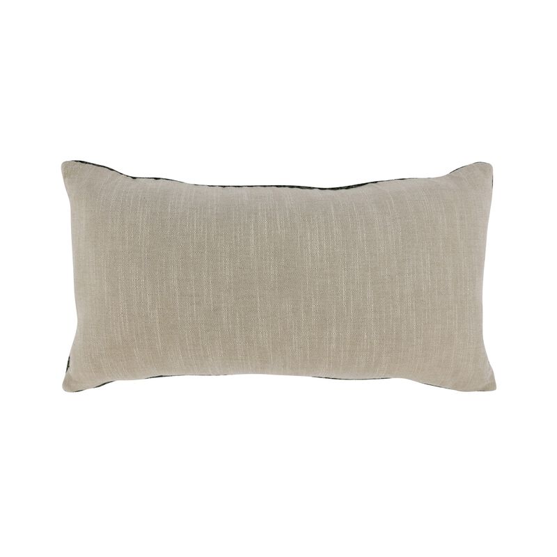 Rosie Lumbar Throw Pillow, 14x26 Inch Hand Knitted Linen, Light Gray - Benzara