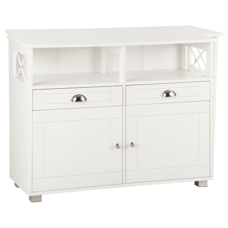 White Kitchen Organizer: Sideboard Buffet with Drawers and Large Top