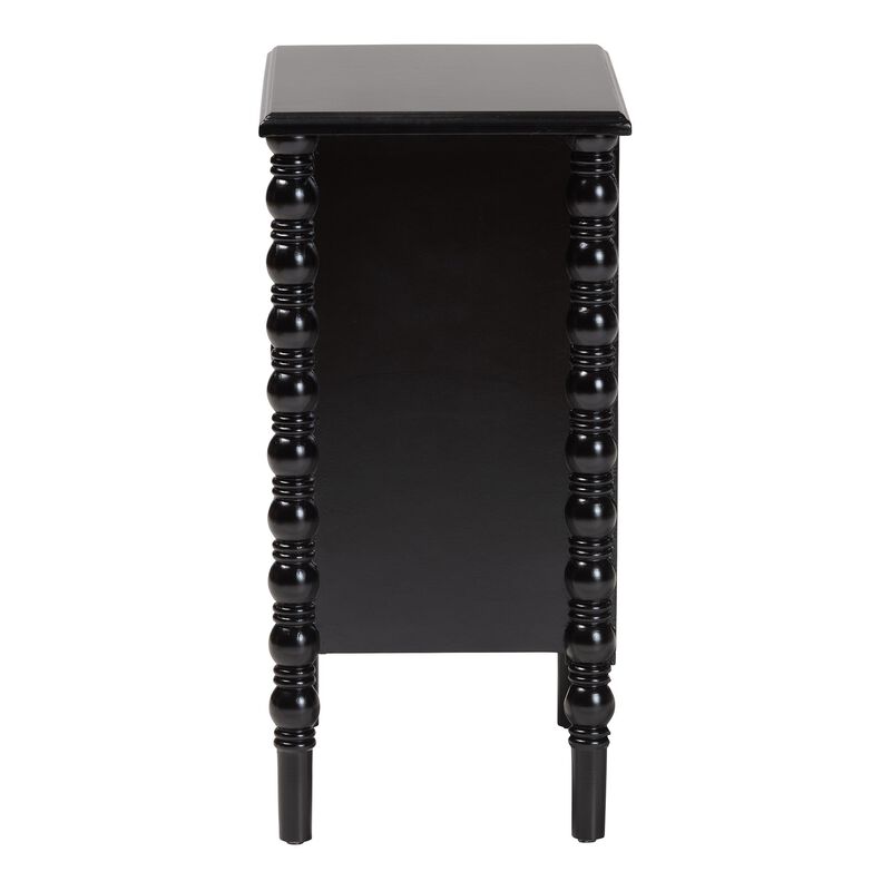 Baxton Studio Malinda Classic Black Wood 3 Drawer End Table with Spindle Legs