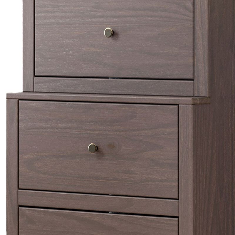 Stav Tall Dresser Chest with 4 Drawers, Plank Style, Gray Solid Wood