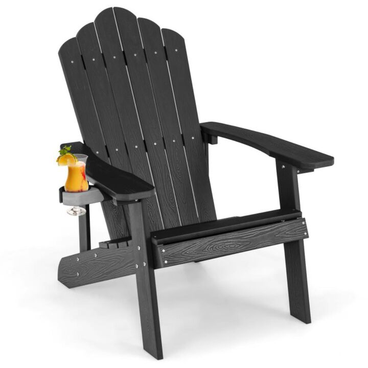 Hivvago Weather Resistant HIPS Outdoor Adirondack Chair with Cup Holder