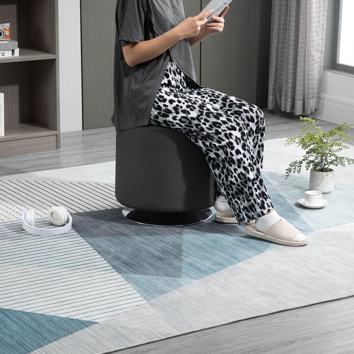 Grey Padded Seat: Swivel Ottoman Foot Stool with PU Leather