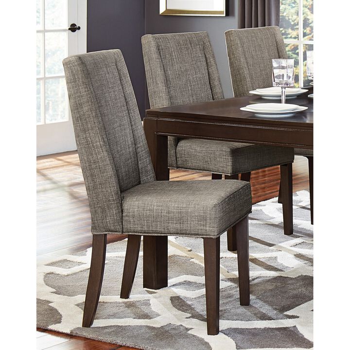 Set of 2 Dark Brown Dining Chairs with Fabric Upholstery