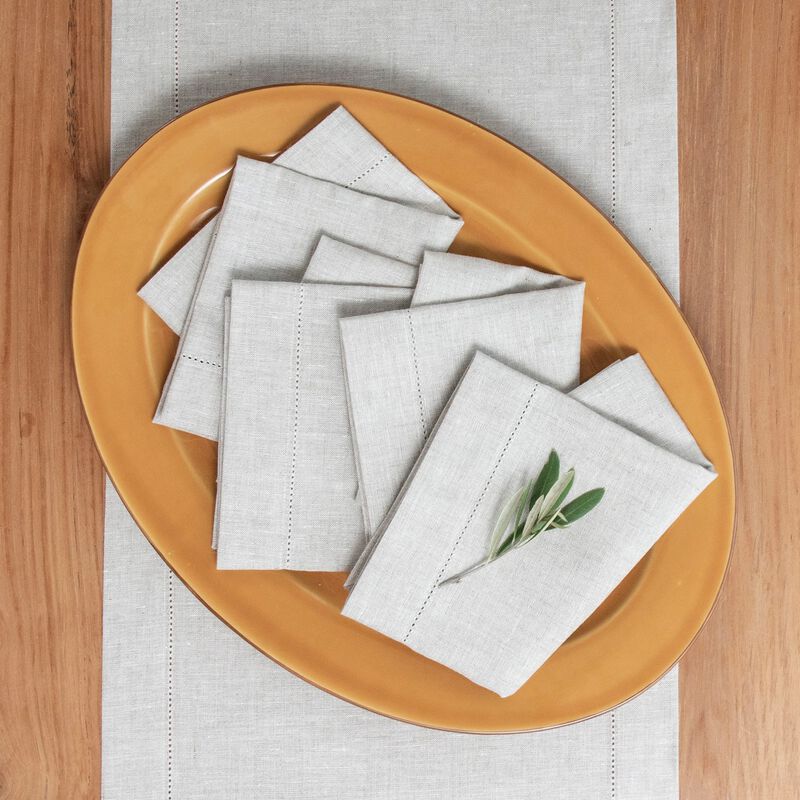 Solino Home 100% Pure Linen Table Runner | Medium Weight Hemstitch