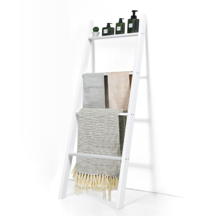 Hivvago 4-Tier Wall Leaning Ladder Shelf Stand