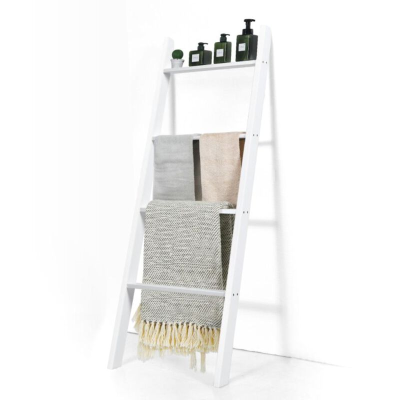 Hivvago 4-Tier Wall Leaning Ladder Shelf Stand