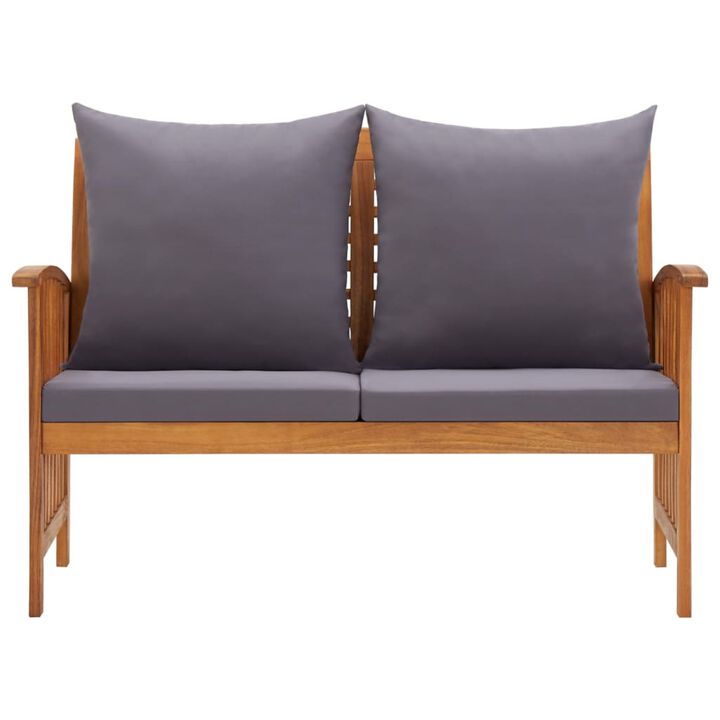 vidaXL Garden Bench with Cushions 46.9" Solid Acacia Wood