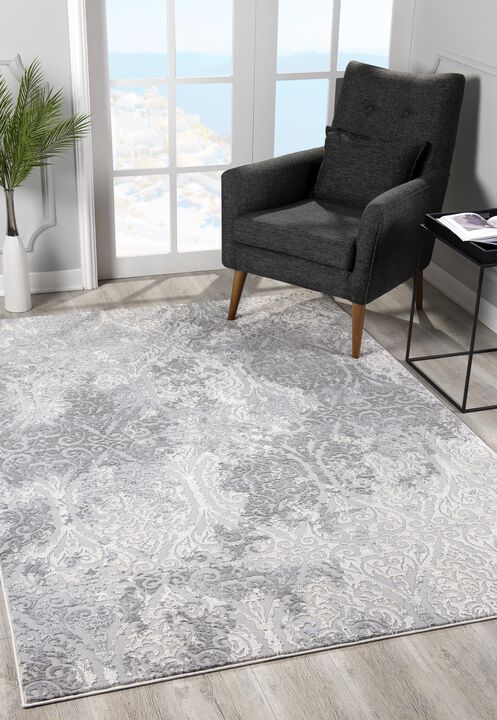 Oasis Contemporary Modern Floral Grey Beige Indoor Area Rug