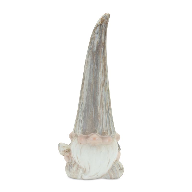 Modern Terra Cotta Gnome Figurine with Marble Finish for Garden Décor, Outdoor Decor, and Landscaping (Set of 2)