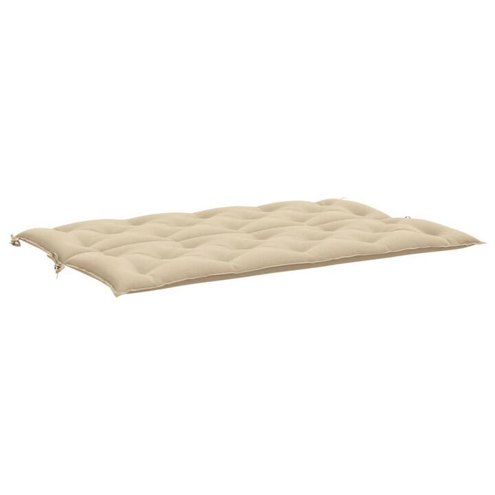 Claire 2pc Outdoor Cushion for Bench, Tufted Beige Oxford Fabric - Benzara