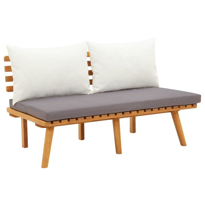Roma 5pc Modular Outdoor Sofa and Table Set, Solid Wood, Gray, White - Benzara