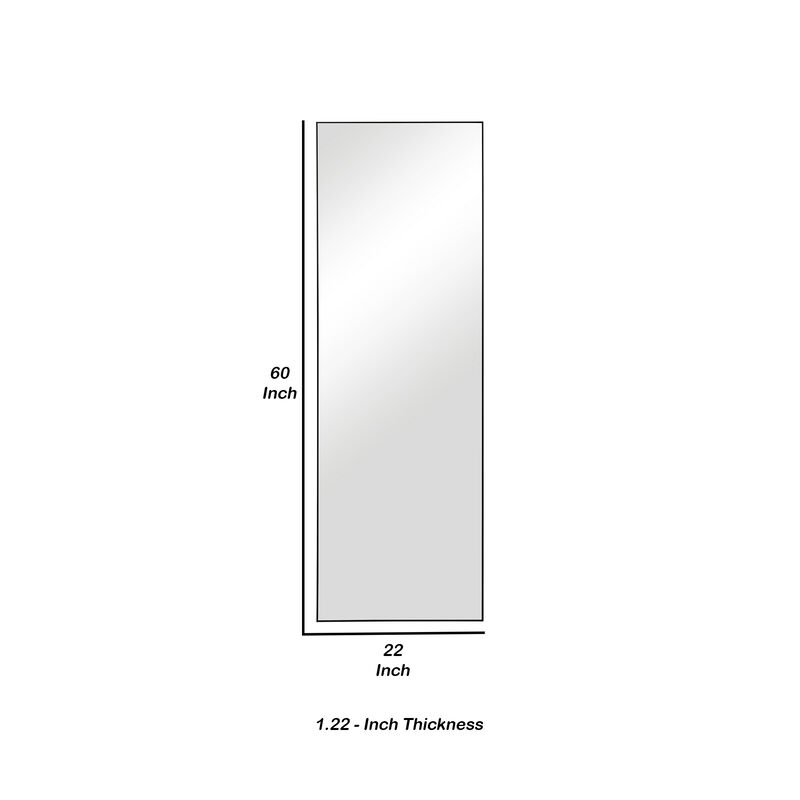 Rectangular Shape Thin Polystyrene Frame Long Mirror, Black-Benzara