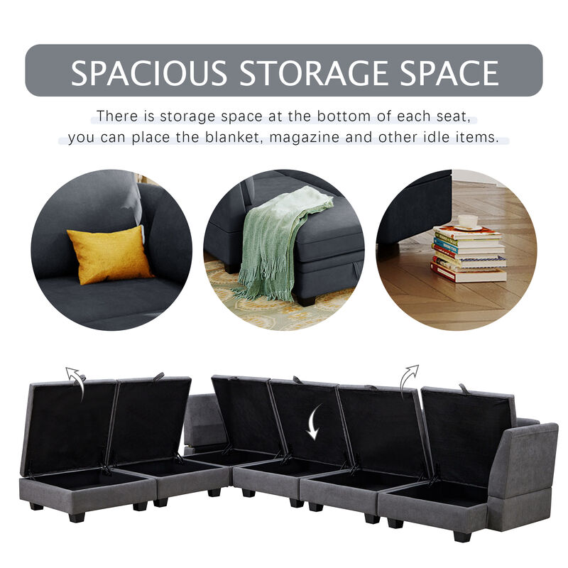 Modern Large U-Shape Modular Sectional Sofa