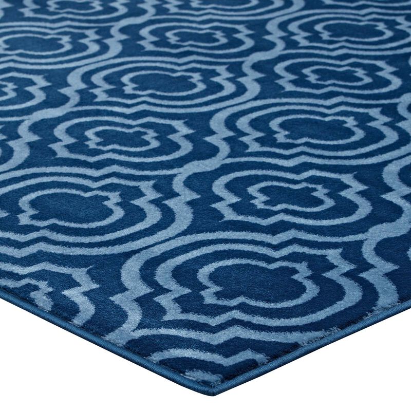 Frame Transitional Moroccan Trellis 8x10 Area Rug - Moroccan Blue amd Light Blue