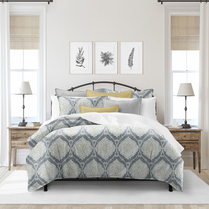 6ix Tailors Fine Linens Bellamy Gray Coverlet Set