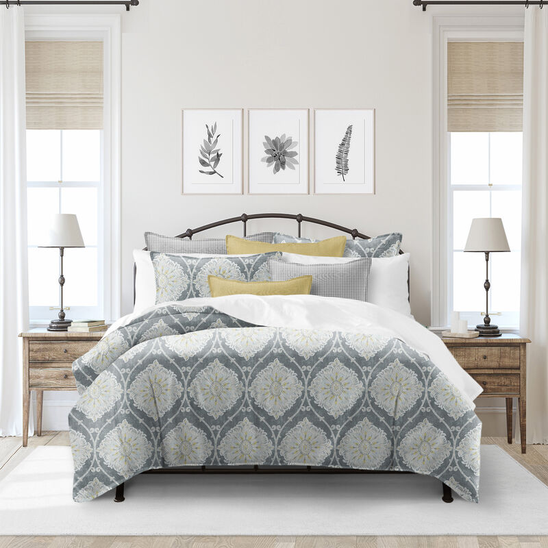 6ix Tailors Fine Linens Bellamy Gray Coverlet Set