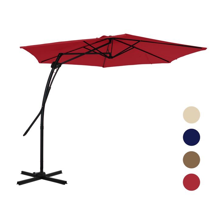 Mondawe 10 ft. Square Cantilever Outdoor Market Umbrella 360° Swivel With Base Stand Included