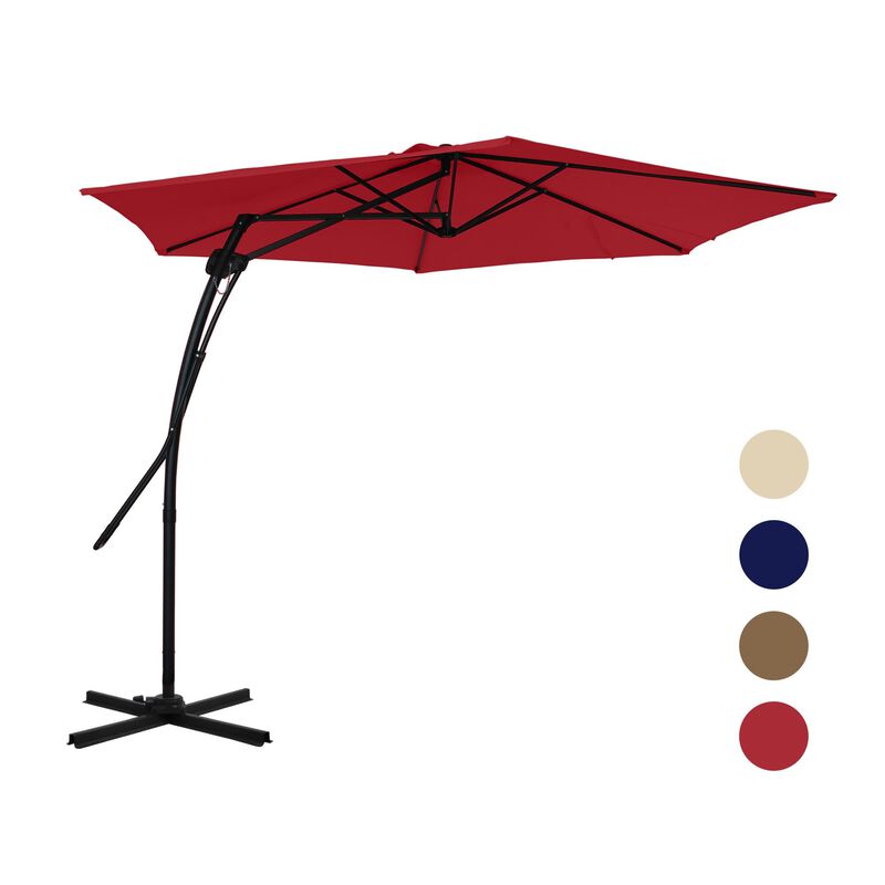 Mondawe 10 ft. Square Cantilever Outdoor Market Umbrella with 360-Degree Swivel Footrest
