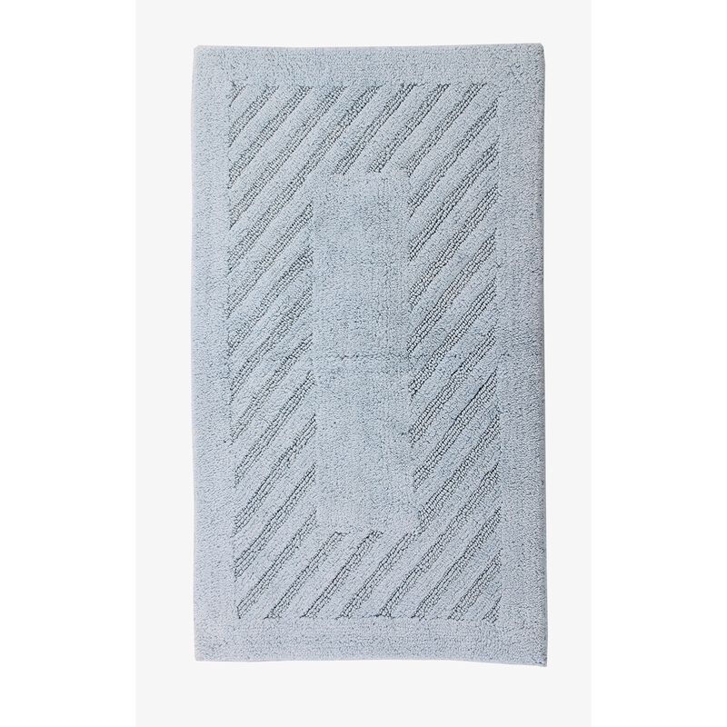 Knightsbridge Diagonal Racetrack 100% Cotton Reversible Bath Rug 24 X 40 Light Blue