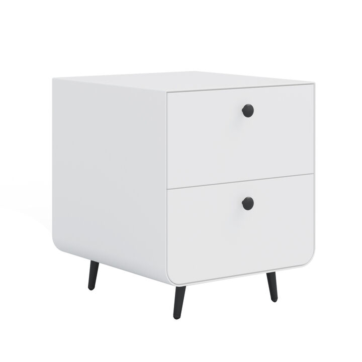 Streamdale Nightstand Cabinet with 2 Drawers & Circular Handle