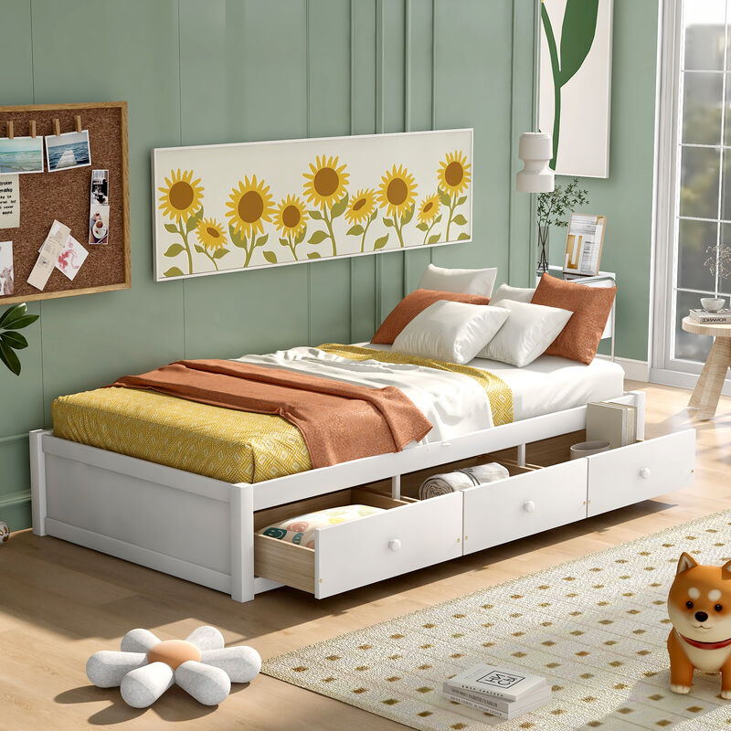 Merax Platform Bed with 3 Storage Drawers