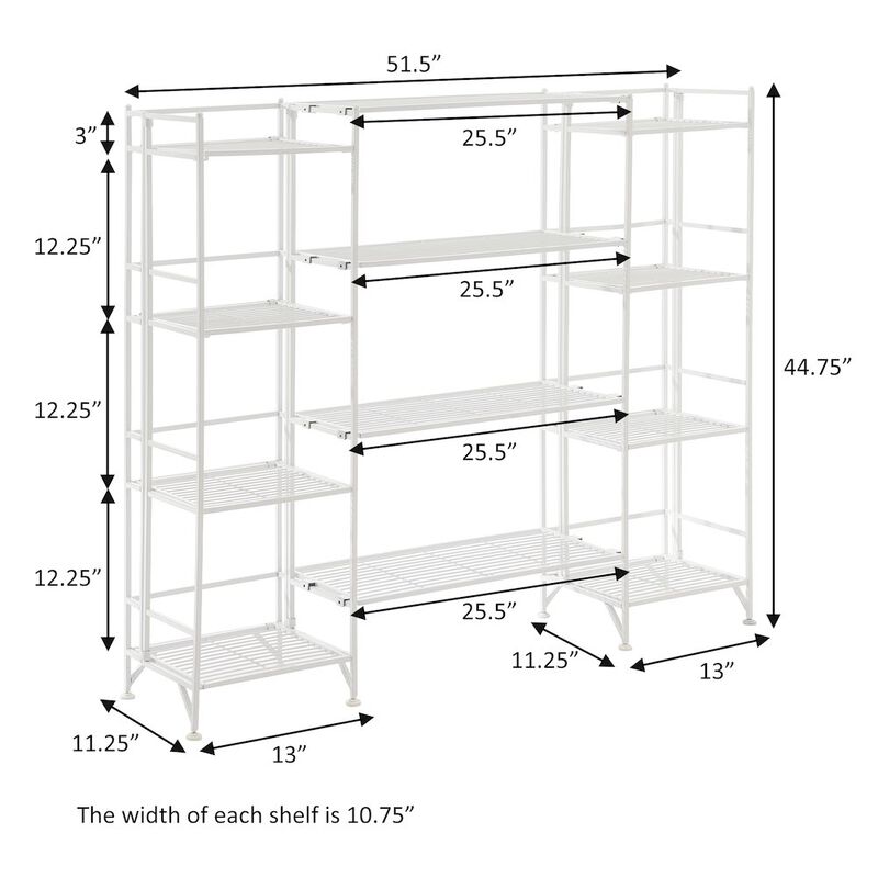 Convenience Concepts Xtra Storage 4 Tier Folding Metal Shelves with Set of 4 Extension Shelves
