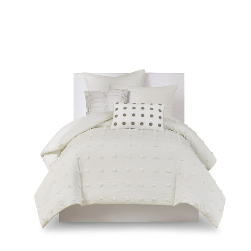 Gracie Mills Grady Elegance Defined Cotton Jacquard Comforter Set with Euro Shams and Throw Pillows