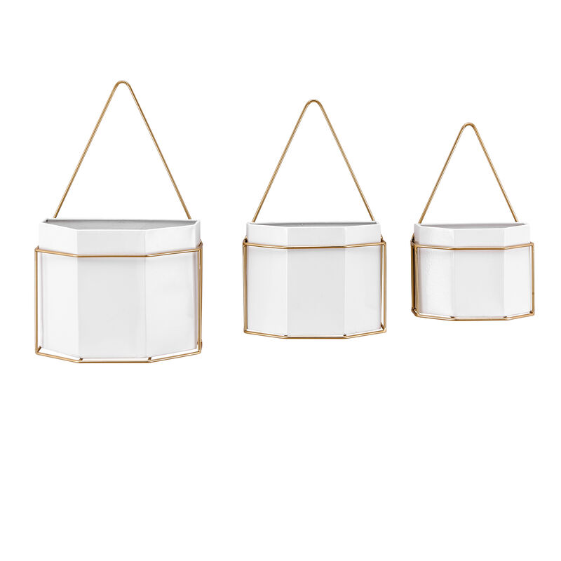 Danya B. Geometric Wall Planters with Gold Accents Set of 3