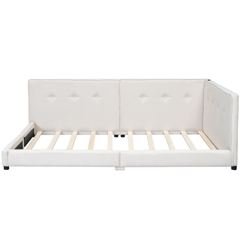 Merax Linen Upholstered Platform Daybed Bed with USB Ports