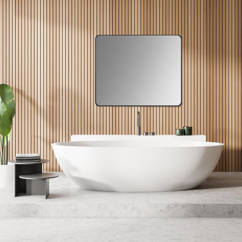 Altair Nettuno 36 Rectangle Bathroom/Vanity Matt Black Aluminum Framed Wall Mirror