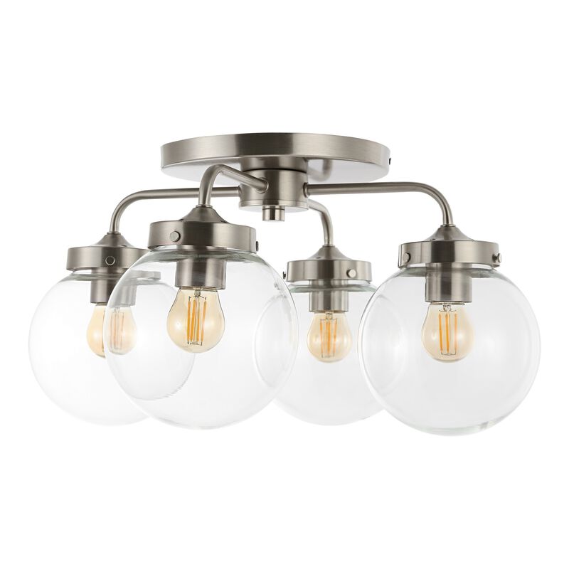 Piper Farmhouse Rustic Iron/Glass LED Semi Flush Mount
