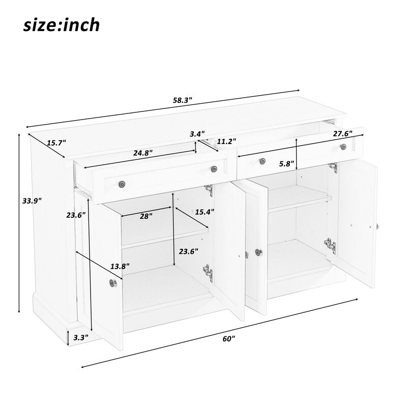 Merax Kitchen Sideboard Storage Buffet Cabinet with 2 Drawers