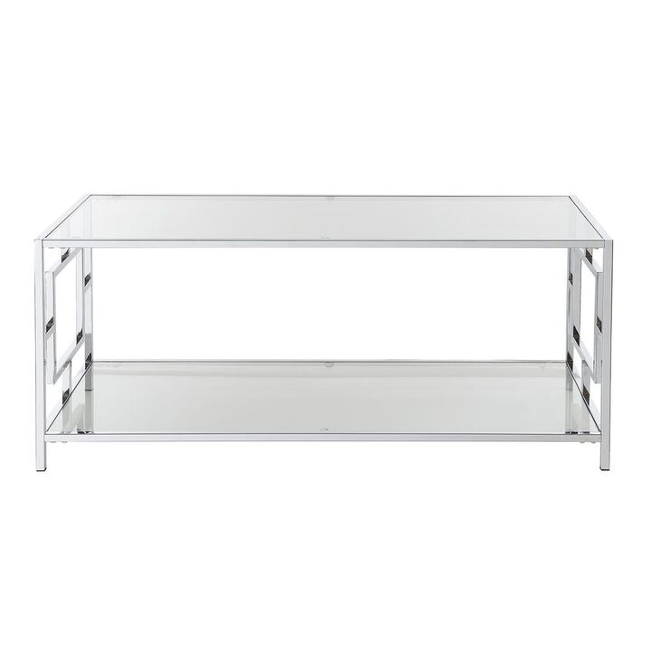 Convience Concept, Inc. Town Square Chrome Coffee Table with Shelf Glass/Chrome