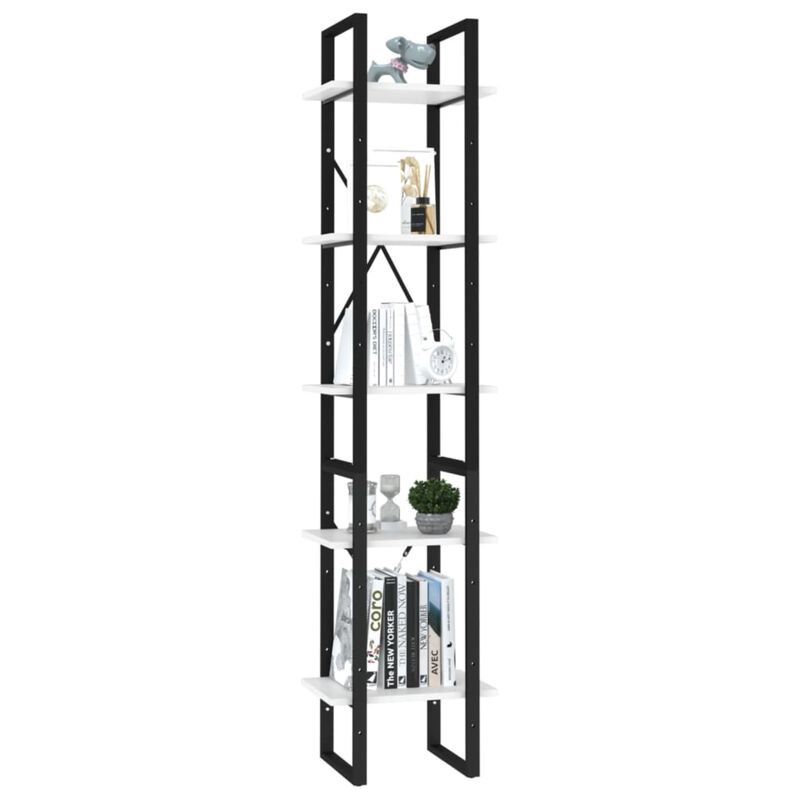 vidaXL Bookshelf, 5-Tier Book Cabinet Open Shelf Bookcase, Wall Bookshelf Storage Shelf, Freestanding Shelving Unit, Modern, White Engineered Wood