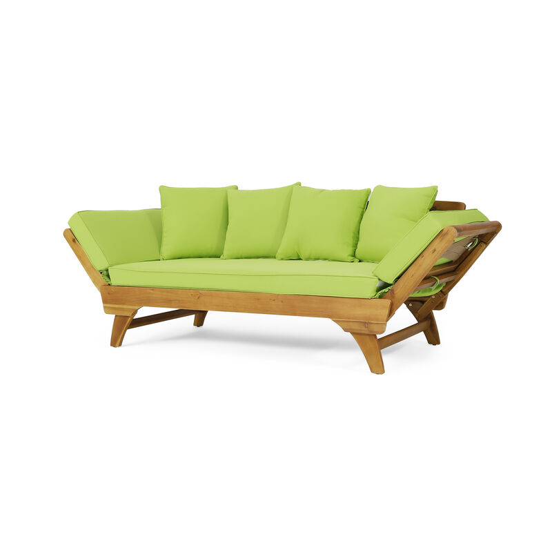 Merax Acacia Wood Patio Convertible Couch Sofa Bed