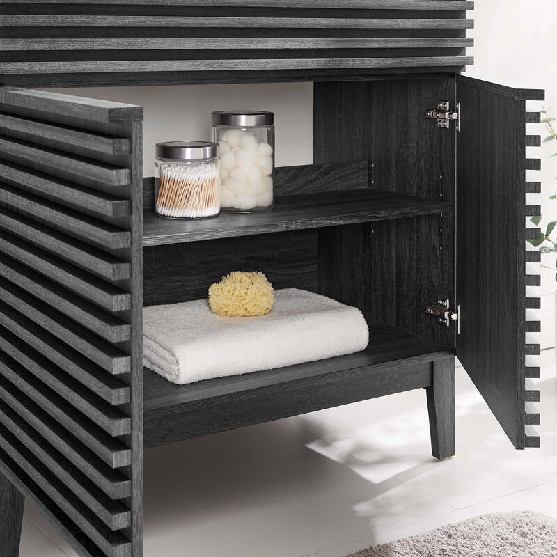 Modway Render 35" MDF and Particleboard Bathroom Vanity Cabinet in Charcoal