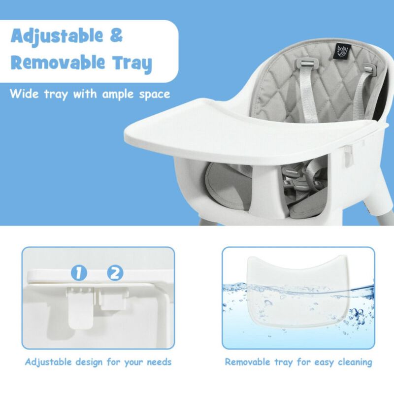 Hivvago 4-in-1 Baby Convertible Toddler Table Chair Set with PU Cushion