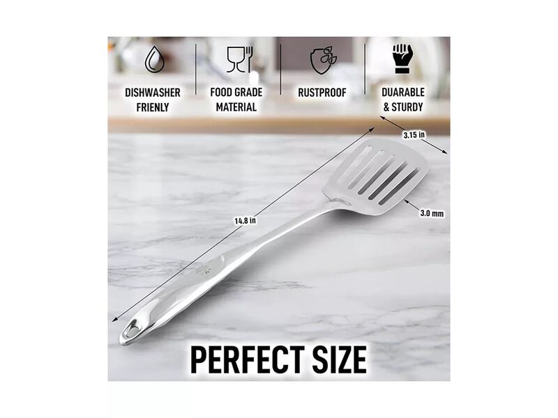 Zulay Kitchen Slotted Turner Metal Spatula