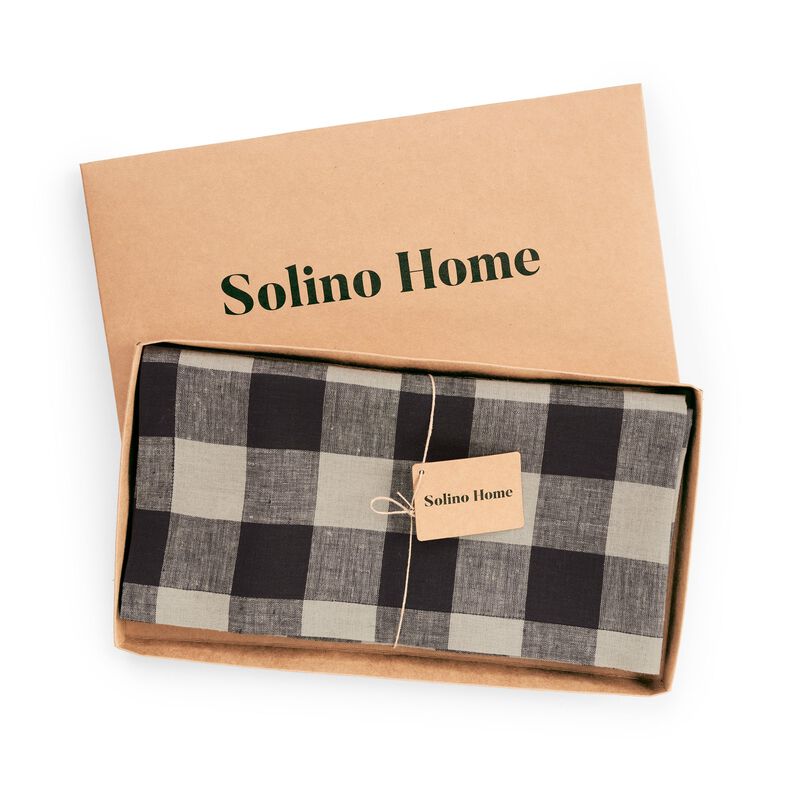 Solino Home 100% Pure Linen Table Throw | Buffalo Check