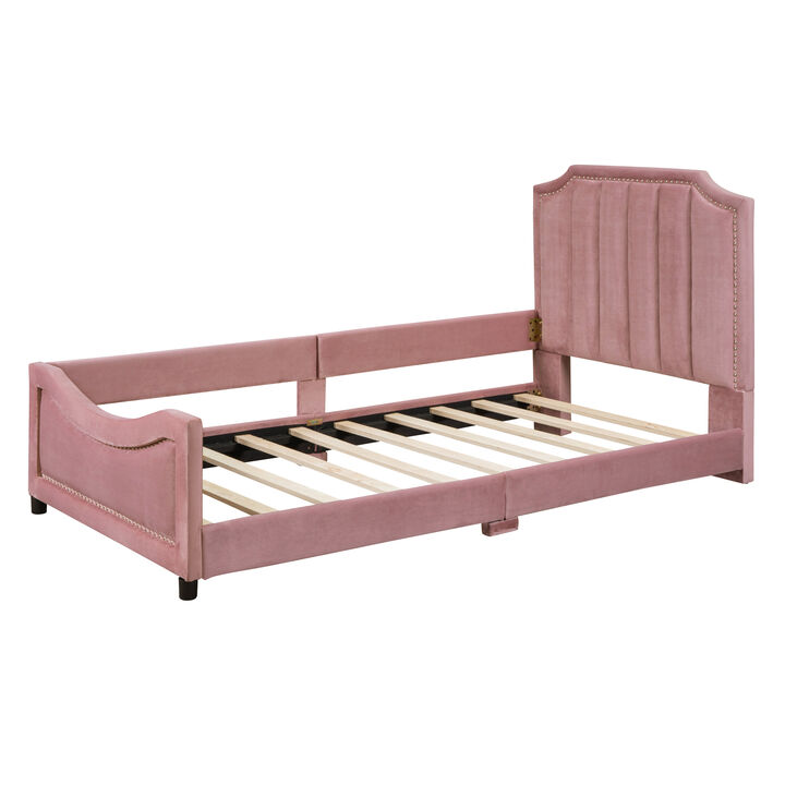 Merax Velvet Upholstered Daybed with Headboard