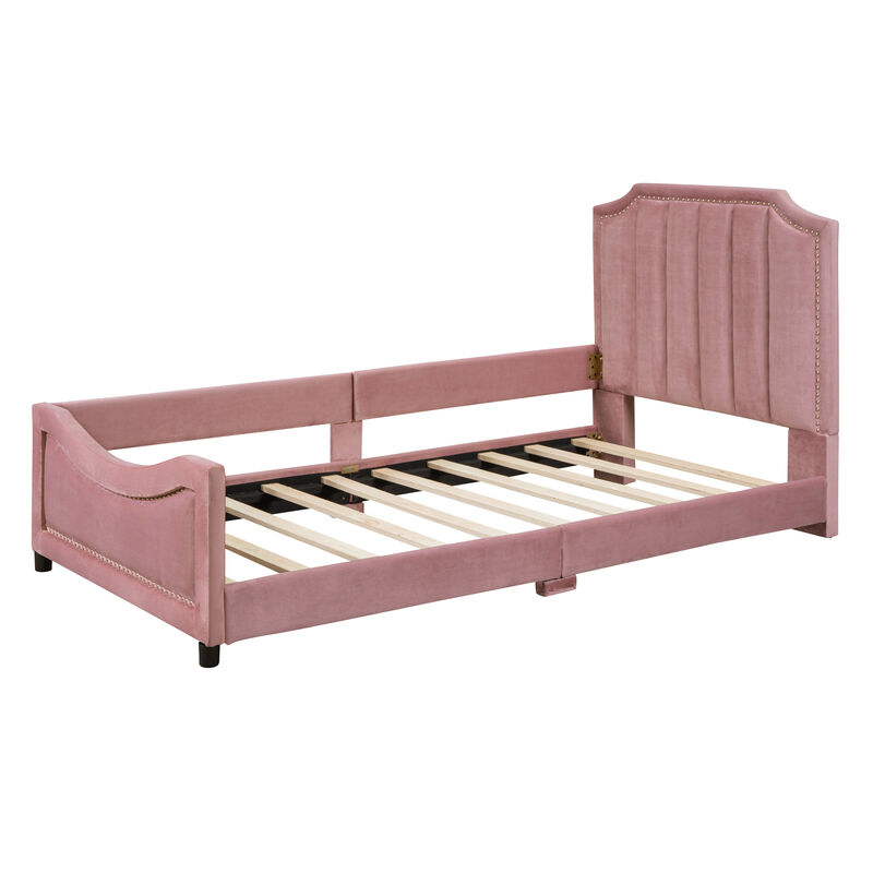 Merax Velvet Upholstered Daybed with Headboard