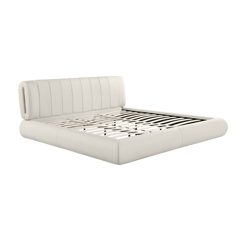Karol Cream Vegan Leather King Bed