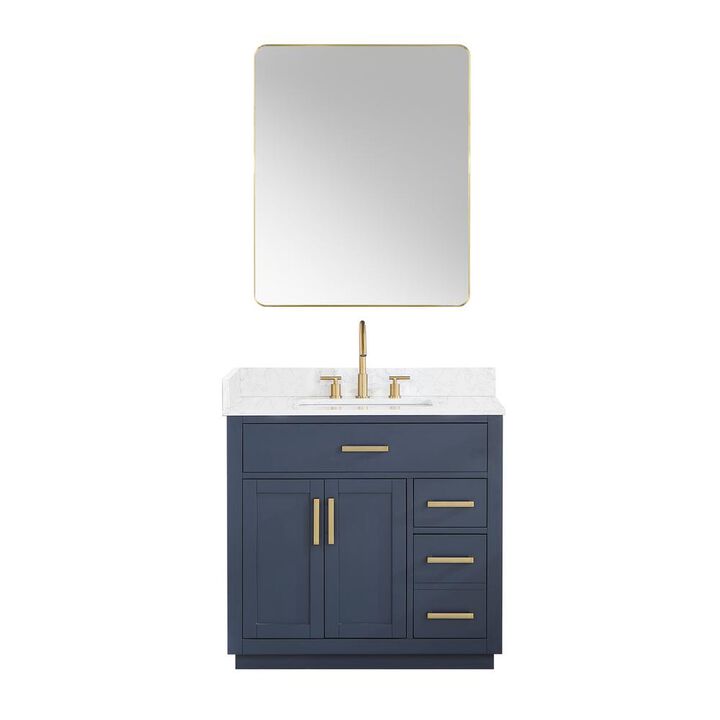 Altair 36 Single Bathroom Vanity in Royal Blue with Mirror