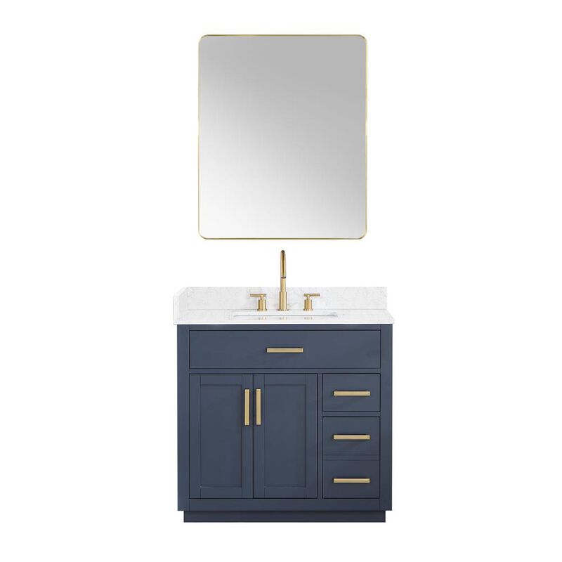 Altair 36 Single Bathroom Vanity in Royal Blue with Mirror