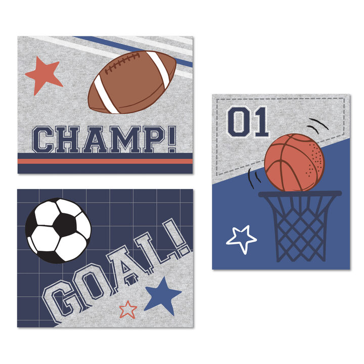 Lambs & Ivy Baby Sports 3 Piece Unframed Nursery/Child Wall Art 11� X 14�