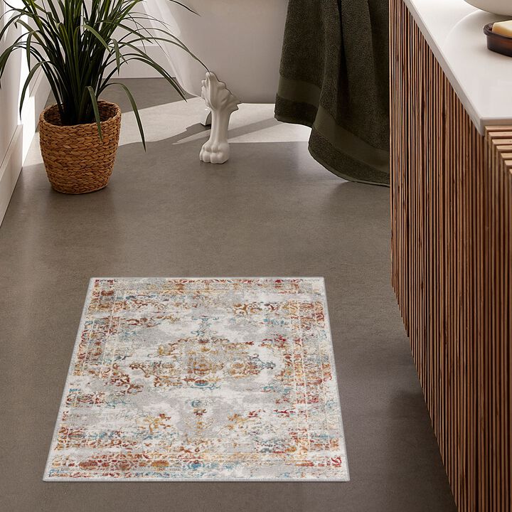 Vogue Contemporary Transitional Grey Red Indoor Area Rug